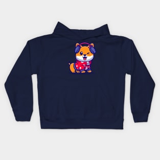 Cute Shiba Inu Dog In Winter Season Cartoon Kids Hoodie